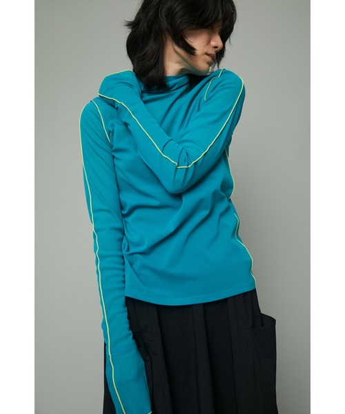 HeRIN.CYE(ヘリンドットサイ)の「Mellow mesh inner tops(Tシャツ/カットソー・レディース・レッド/ネイビー/ターコイズブルー/ライトベージュ/グレー・FREE)」の4枚目の写真