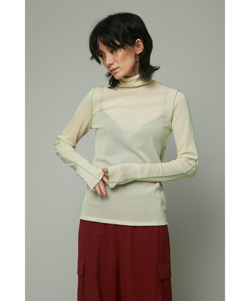 HeRIN.CYE(ヘリンドットサイ)の「Mellow mesh inner tops(Tシャツ/カットソー・レディース・レッド/ネイビー/ターコイズブルー/ライトベージュ/グレー・FREE)」の3枚目の写真