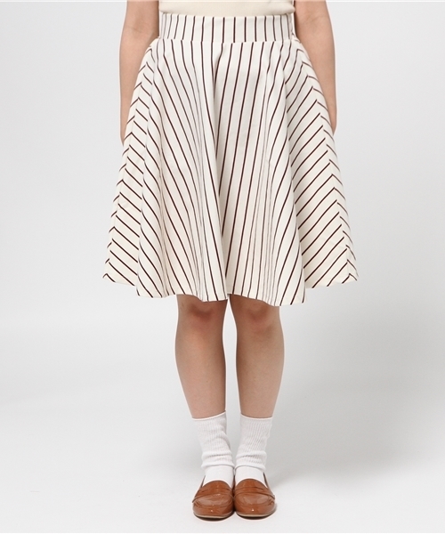 earth music&ecology（アースミュージックアンドエコロジー）の「【すきな丈スカート】ストライプミディフレアスカート（スカート・レディース・アイボリー/ネイビー・FREE）」の3枚目の写真