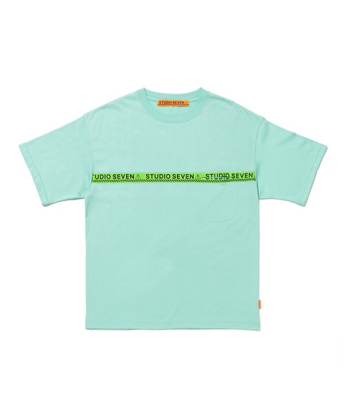 STUDIO SEVEN（スタジオ セブン）の「Caution Line Print Back Pocket Tee【STUDIOSEVEN/スタジオセブン】（Tシャツ/カットソー・メンズ・ホワイト/ミント/ライトピンク・MEDIUM/LARGE/X-LARGE）」の2枚目の写真