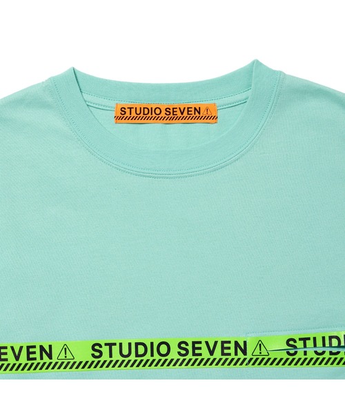 STUDIO SEVEN（スタジオ セブン）の「Caution Line Print Back Pocket Tee【STUDIOSEVEN/スタジオセブン】（Tシャツ/カットソー・メンズ・ホワイト/ミント/ライトピンク・MEDIUM/LARGE/X-LARGE）」の6枚目の写真