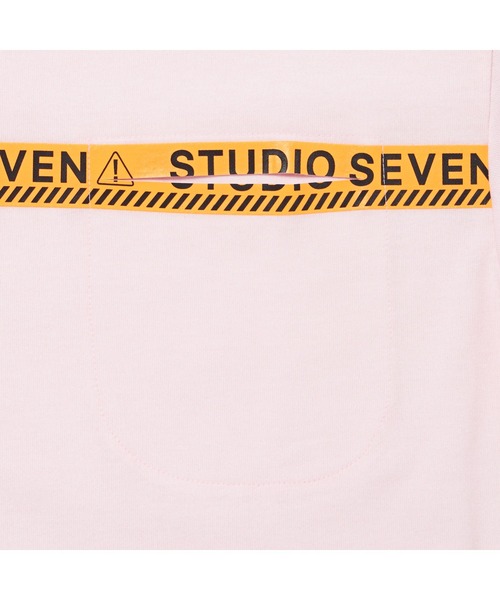 STUDIO SEVEN（スタジオ セブン）の「Caution Line Print Back Pocket Tee【STUDIOSEVEN/スタジオセブン】（Tシャツ/カットソー・メンズ・ホワイト/ミント/ライトピンク・MEDIUM/LARGE/X-LARGE）」の9枚目の写真