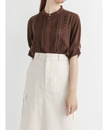 フロントレース5分袖ブラウス