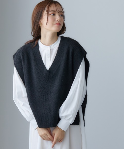 miclat（ミクラ）の「大きいサイズ Vネックニットベスト miclat（ベスト・レディース・ブラック/ライトグレー・3L/4L/LL/L）」の21枚目の写真