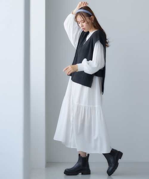 miclat（ミクラ）の「大きいサイズ Vネックニットベスト miclat（ベスト・レディース・ブラック/ライトグレー・3L/4L/LL/L）」の9枚目の写真