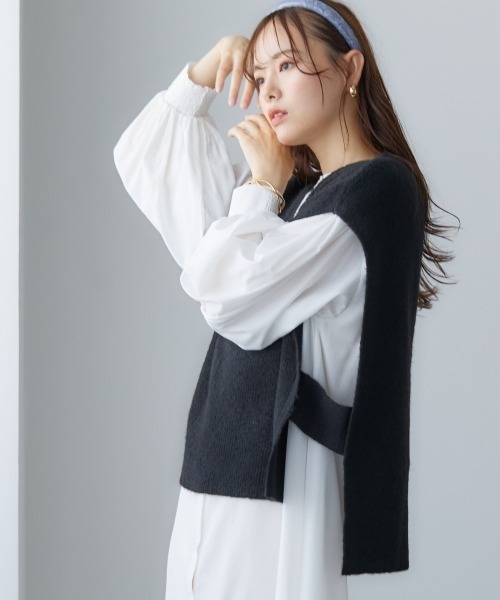 miclat（ミクラ）の「大きいサイズ Vネックニットベスト miclat（ベスト・レディース・ブラック/ライトグレー・3L/4L/LL/L）」の22枚目の写真