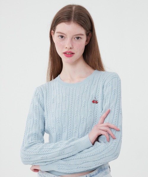 KIRSH（キルシー）の「KIRSH SMALL CHERRY CABLE CROP KNIT