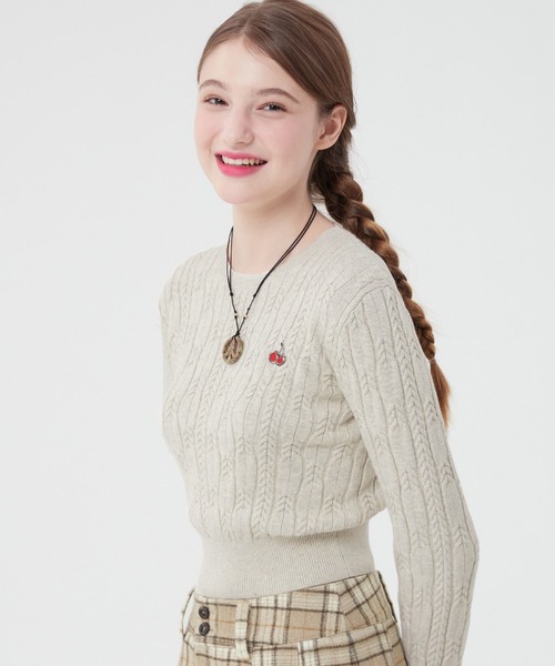 KIRSH（キルシー）の「KIRSH SMALL CHERRY CABLE CROP KNIT