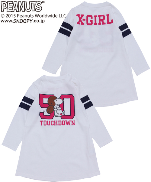X-girl Stages(エックスガールステージス)の「L/S TEE DRESS SNOOPY TOUCH DOWN(12M~3T)(ワンピース・キッズ・ホワイト/アッシュ/ネイビー・12M/2T/3T)」の2枚目の写真