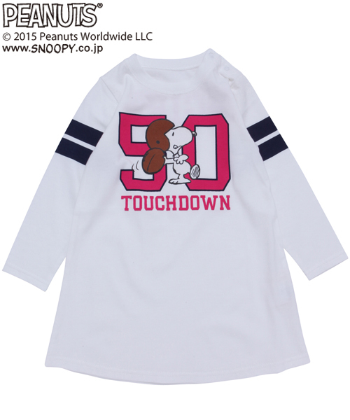 X-girl Stages(エックスガールステージス)の「L/S TEE DRESS SNOOPY TOUCH DOWN(12M~3T)(ワンピース・キッズ・ホワイト/アッシュ/ネイビー・12M/2T/3T)」の8枚目の写真