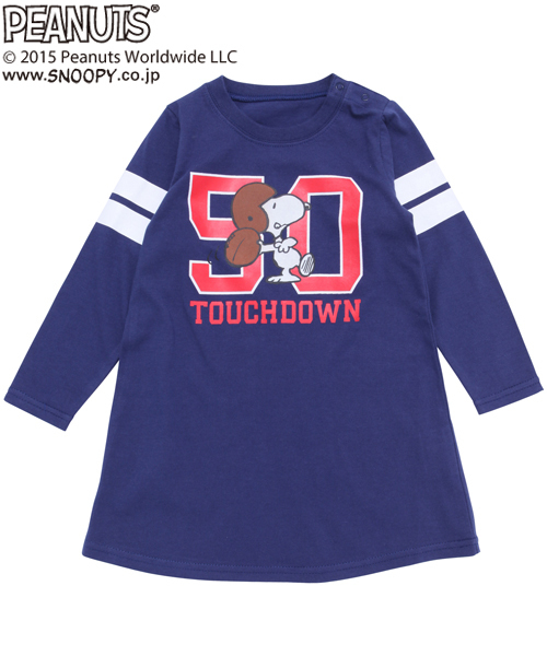X-girl Stages(エックスガールステージス)の「L/S TEE DRESS SNOOPY TOUCH DOWN(12M~3T)(ワンピース・キッズ・ホワイト/アッシュ/ネイビー・12M/2T/3T)」の4枚目の写真