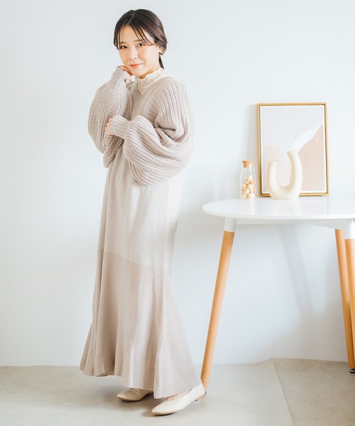 SLURR（スラ―）の「[yumi.×SLURR 受注生産]ボレロ+マルチWAYワンピースセット（ワンピース・レディース・ベージュ/ピンク系その他3・M/S）」の3枚目の写真