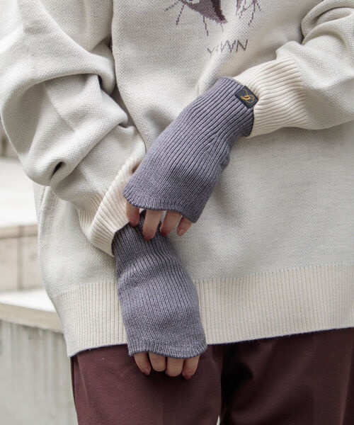 GLOSTER（グロスター）の「【GLOSTER/グロスター】抗ピリング リブニットアームカバー フィンガーレスグローブ（手袋・メンズ・ブラック/ベージュ/ネイビー/グレー/オレンジ/マスタード/バイオレット/キナリ・FREE）」の4枚目の写真