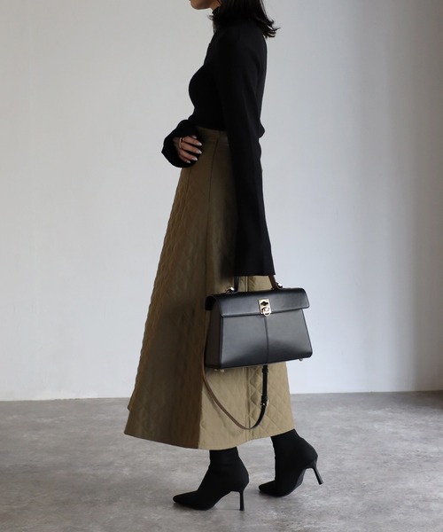 Bonjour Sagan（ボンジュールサガン）の「ボリュームフレアキルティングスカート（スカート・レディース・ブラック/ベージュ/カーキ/アイボリー・FREE）」の9枚目の写真