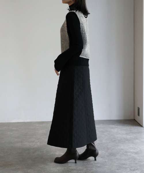 Bonjour Sagan（ボンジュールサガン）の「ボリュームフレアキルティングスカート（スカート・レディース・ブラック/ベージュ/カーキ/アイボリー・FREE）」の20枚目の写真