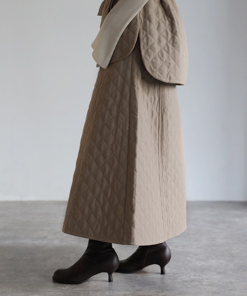 Bonjour Sagan（ボンジュールサガン）の「ボリュームフレアキルティングスカート（スカート・レディース・ブラック/ベージュ/カーキ/アイボリー・FREE）」の8枚目の写真