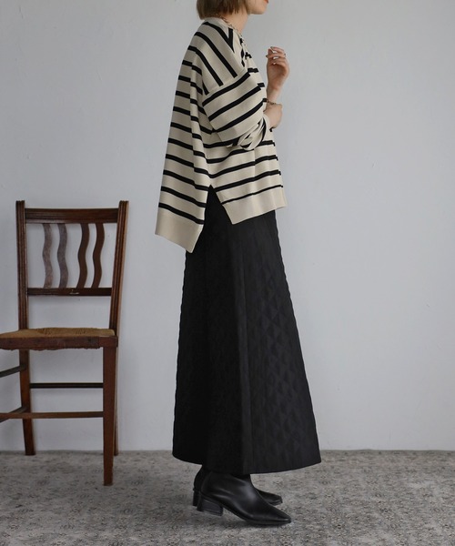 Bonjour Sagan（ボンジュールサガン）の「ボリュームフレアキルティングスカート（スカート・レディース・ブラック/ベージュ/カーキ/アイボリー・FREE）」の14枚目の写真