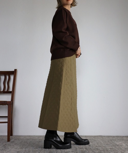 Bonjour Sagan（ボンジュールサガン）の「ボリュームフレアキルティングスカート（スカート・レディース・ブラック/ベージュ/カーキ/アイボリー・FREE）」の10枚目の写真