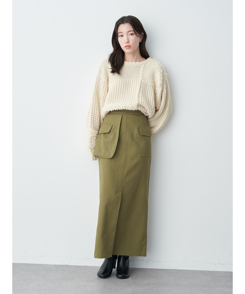 earth music&ecology（アースミュージックアンドエコロジー）の「アウトポケットスカート（スカート・レディース・カーキ/ブラック・FREE）」の5枚目の写真