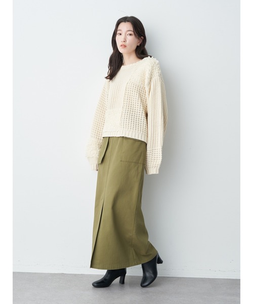 earth music&ecology（アースミュージックアンドエコロジー）の「アウトポケットスカート（スカート・レディース・カーキ/ブラック・FREE）」の6枚目の写真