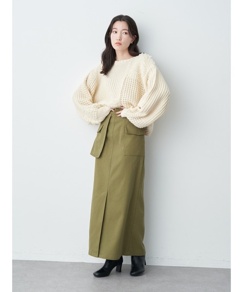 earth music&ecology（アースミュージックアンドエコロジー）の「アウトポケットスカート（スカート・レディース・カーキ/ブラック・FREE）」の7枚目の写真