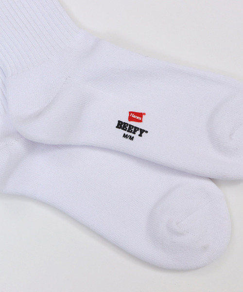 HANES(ヘインズ)の「HANES/ヘインズ ソックス 2足組 ビーフィーフルレングス HMSBW001(ソックス/靴下・メンズ・ブラック/ホワイト・M)」の4枚目の写真