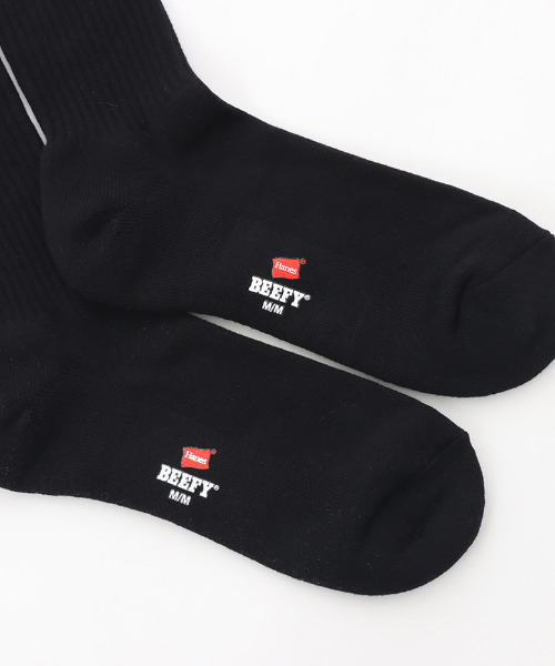 HANES(ヘインズ)の「HANES/ヘインズ ソックス 2足組 ビーフィーフルレングス HMSBW001(ソックス/靴下・メンズ・ブラック/ホワイト・M)」の7枚目の写真