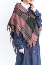 【廃盤】『チェック柄フリンジストールポンチョ』