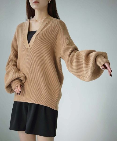 cheriella(シェリエラ)の「【cheriella】WEB限定片畦キーネックニット(ニット/セーター・レディース・ブラック/ベージュ/アイボリー・M)」の10枚目の写真