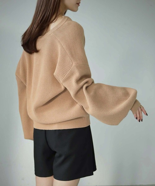 cheriella(シェリエラ)の「【cheriella】WEB限定片畦キーネックニット(ニット/セーター・レディース・ブラック/ベージュ/アイボリー・M)」の9枚目の写真