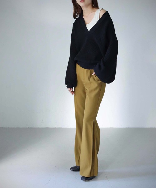 cheriella(シェリエラ)の「【cheriella】WEB限定片畦キーネックニット(ニット/セーター・レディース・ブラック/ベージュ/アイボリー・M)」の12枚目の写真