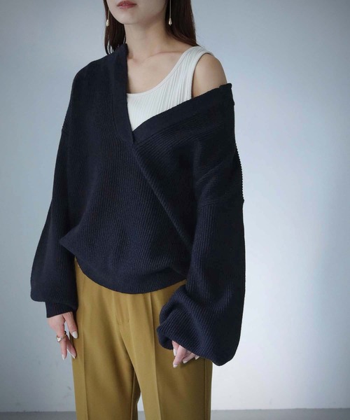 cheriella(シェリエラ)の「【cheriella】WEB限定片畦キーネックニット(ニット/セーター・レディース・ブラック/ベージュ/アイボリー・M)」の21枚目の写真
