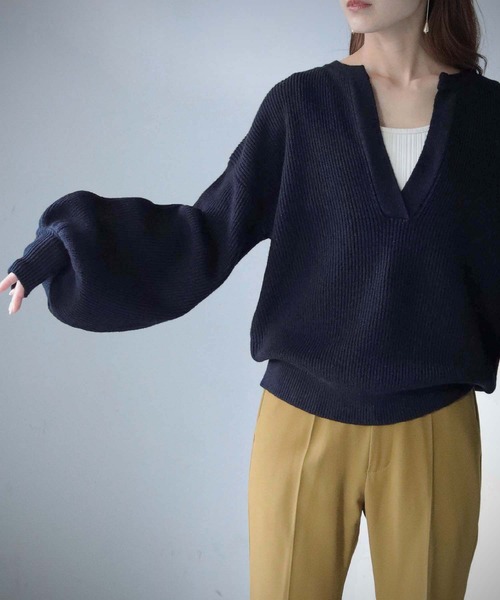 cheriella(シェリエラ)の「【cheriella】WEB限定片畦キーネックニット(ニット/セーター・レディース・ブラック/ベージュ/アイボリー・M)」の16枚目の写真