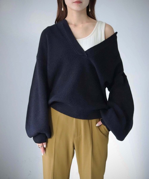 cheriella(シェリエラ)の「【cheriella】WEB限定片畦キーネックニット(ニット/セーター・レディース・ブラック/ベージュ/アイボリー・M)」の20枚目の写真