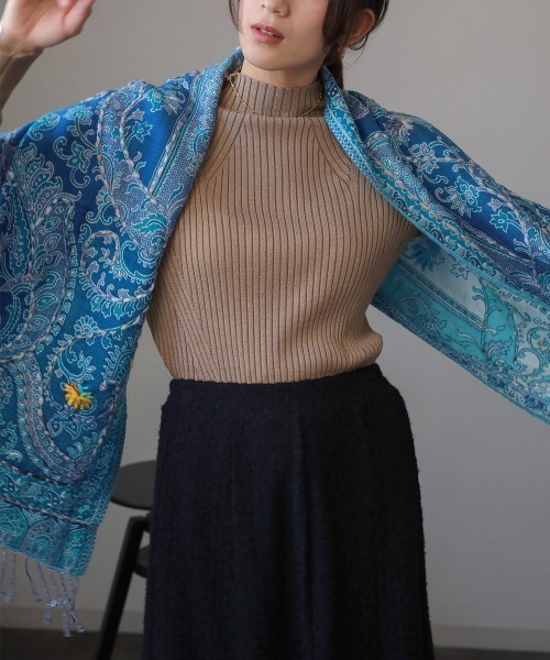 藍染　インディゴ　タイ 族　ブランケット　ストール　刺繍　　骨董　アンティーク Bou Jeloud（ブージュルード）の「インド刺繍ストール（ストール