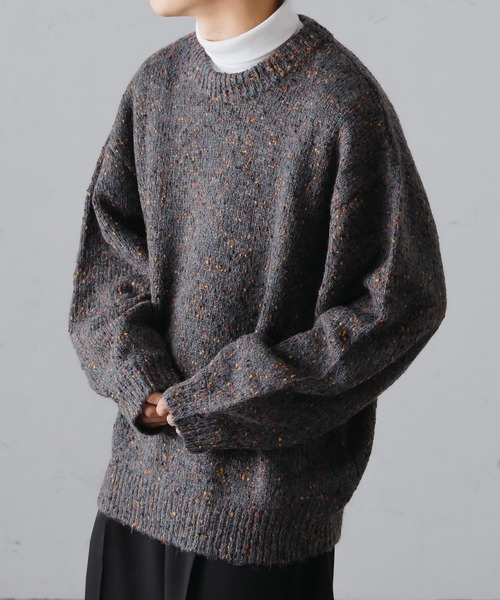 epnok（エプノック）の「カラーネップルーズニット（ニット/セーター・メンズ・チャコールグレー/ライトグレー/カーキ・LARGE/MEDIUM/SMALL）」の4枚目の写真