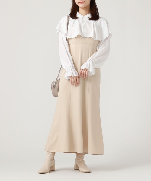 archives(アルシーヴ)の「タックカラー付レイヤードワンピース(ワンピース・レディース・グレイッシュベージュ/ブラック/ベージュ・MEDIUM)」の1枚目の写真