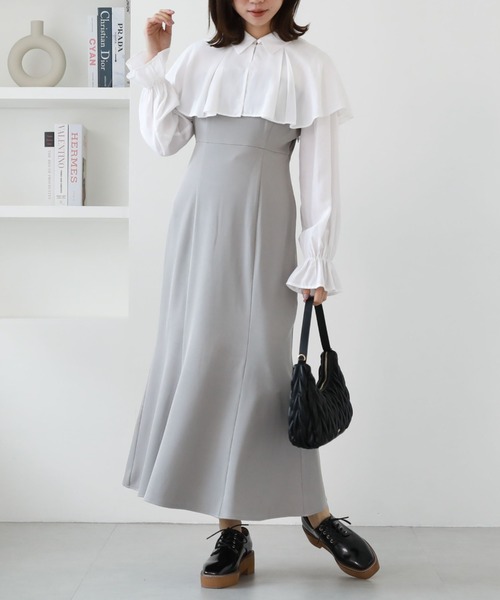 archives(アルシーヴ)の「タックカラー付レイヤードワンピース(ワンピース・レディース・グレイッシュベージュ/ブラック/ベージュ・MEDIUM)」の8枚目の写真