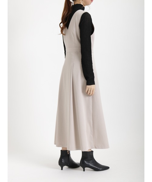 Te chichi（テチチ）の「ラップ風Aラインジャンパースカート（ジャンパースカート・レディース・ブラック/ベージュ・ﾌﾘ-）」の4枚目の写真