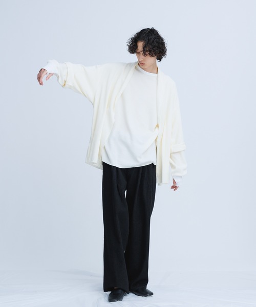 ADAM ET ROPE'(アダムエロペ)の「【WEB限定】ボリュームスリーブ サーマル ロングスリーブ カットソー / 2トーン / ユニセックス(Tシャツ/カットソー・メンズ・ホワイト/ブラック/グレー・M/L)」の9枚目の写真