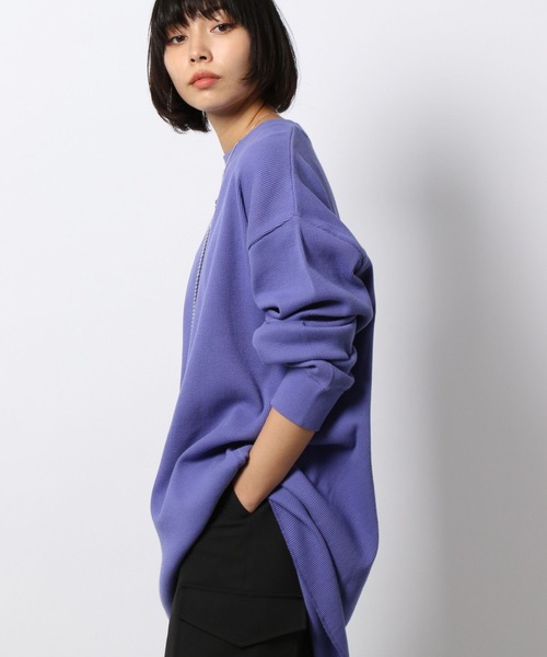 PAGEBOY（ページボーイ）の「ワッフルBIGロンT（Tシャツ/カットソー・レディース・オフホワイト/ブラック/ラベンダー・FREE）」の3枚目の写真