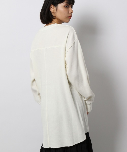 PAGEBOY（ページボーイ）の「ワッフルBIGロンT（Tシャツ/カットソー・レディース・オフホワイト/ブラック/ラベンダー・FREE）」の4枚目の写真