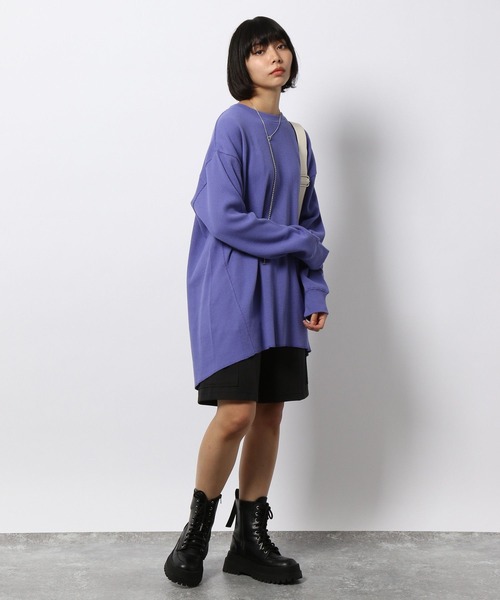 PAGEBOY（ページボーイ）の「ワッフルBIGロンT（Tシャツ/カットソー・レディース・オフホワイト/ブラック/ラベンダー・FREE）」の22枚目の写真