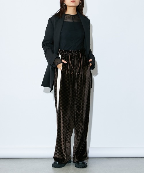 Lui's（ルイス）の「ドロストベロアラインパンツ（その他パンツ・レディース・ブラック/ブラウン/サックスブルー・FREE）」の6枚目の写真