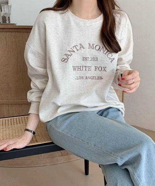 Dalfwin(ダールフィン)の「韓国ファッションMONICA刺繍ロゴオーバーサイズスウェット(スウェット・レディース・ネイビー/グレー/オートミール・FREE)」の7枚目の写真