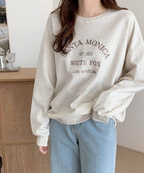 Dalfwin(ダールフィン)の「韓国ファッションMONICA刺繍ロゴオーバーサイズスウェット(スウェット・レディース・ネイビー/グレー/オートミール・FREE)」の8枚目の写真