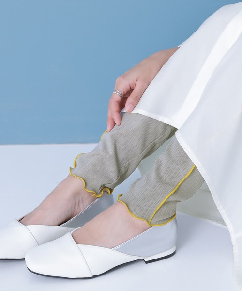 osharewalker（オシャレウォーカー）の「『配色メローランダムリブレギンス』（レギンス/スパッツ・レディース・グレー/グリーン/ブラック/パープル・1/2）」の5枚目の写真