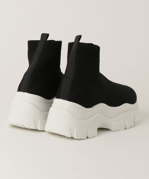 LOVEHUNTER（ラブハンター）の「LOVEHUNTER/+6.5cm 軽量厚底 スニーカーソールソックスブーツ(1572)（ブーツ・レディース・ベージュ/ブラック系その他/ブラック・LL/3L/L/M/S）」の4枚目の写真