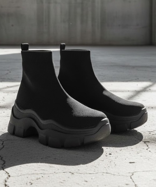 セール】軽量厚底 スニーカーソールソックスブーツ（ブーツ