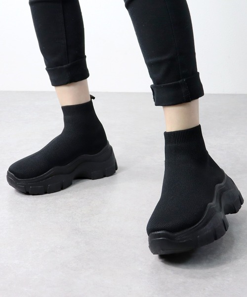 LOVEHUNTER（ラブハンター）の「LOVEHUNTER/+6.5cm 軽量厚底 スニーカーソールソックスブーツ(1572)（ブーツ・レディース・ベージュ/ブラック系その他/ブラック・LL/3L/L/M/S）」の14枚目の写真